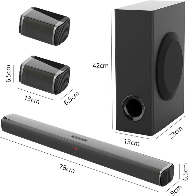 4 Loudspeaker Enclosure Bluetooth Soundbar with AUX and Immersive Surround Audio Functions