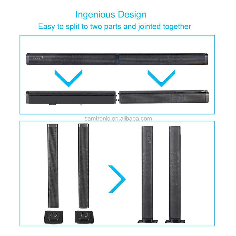 2-Inch Woofer 4 x 2.0 Channel Wireless Bluetooth Soundbar Speaker with ABS Metal Cover