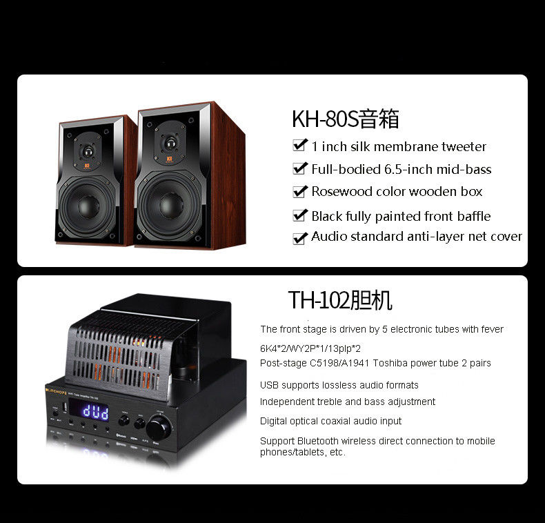 10-120Watts Modern Bluetooth Bookshelf Speakers with 45-20khz Frequency Response