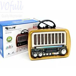 Vintage Wooden Radio Player with Portable Rechargeable Battery and 3 Bands