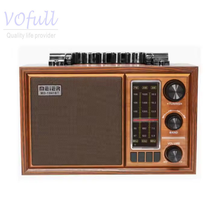Coffee/Wooden USB FM/MW/SW 3Band Portable Radio With Built In Speaker And Rechargeable Battery Pack
