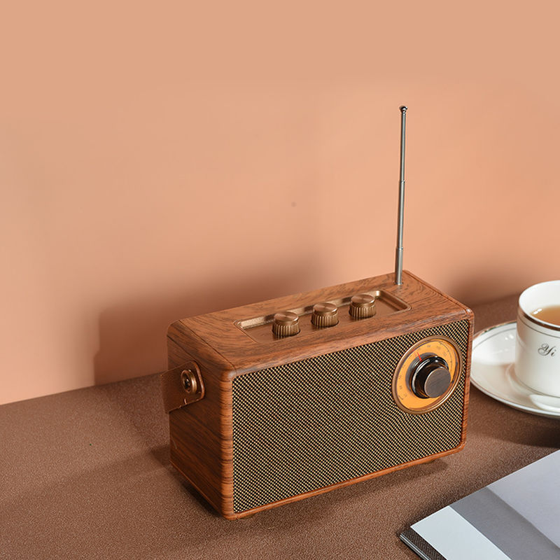 FM/MW/SW 3 Band Portable Radio Player Rechargeable Battery Pack Wooden and Coffee Design