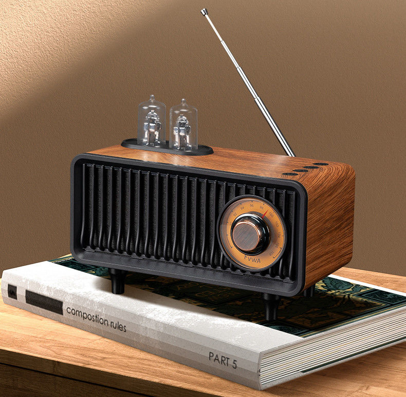 AM/FM Black/Champagne Portable Clock Radio with Powerful Rechargeable Battery and TYPE-C Charging Wire 3INCH 3Ω 5W Speaker