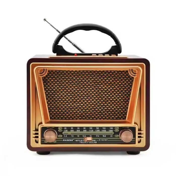 Coffee/Wooden Color Portable Radio Player With AM And FM Radio Capabilities Bluetooth Connectivity