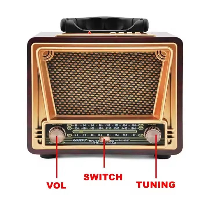 Coffee/Wooden Color Portable Radio Player With AM And FM Radio Capabilities Bluetooth Connectivity