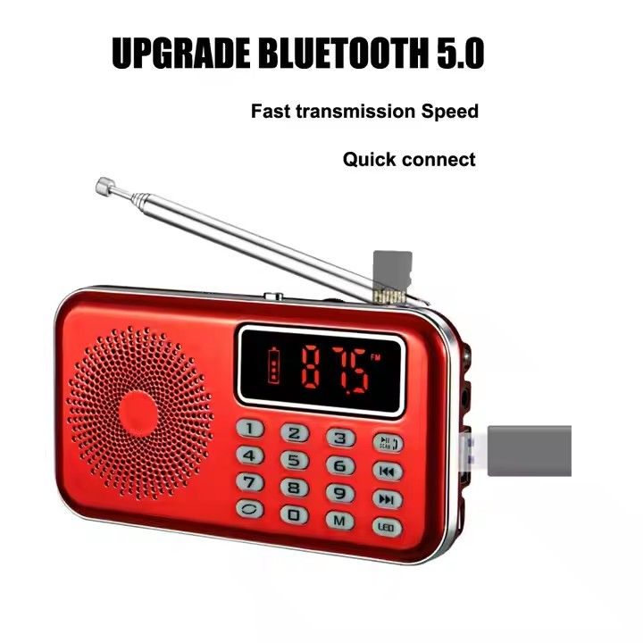 USB/TF Slot Portable Radio Player Coffee/Wooden Design for On-the-Go Music Listening