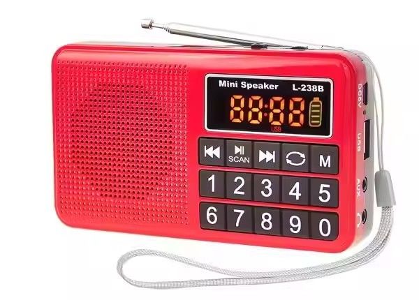 USB/TF Slot Portable Radio Player Coffee/Wooden Design for On-the-Go Music Listening